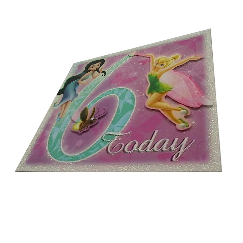 image 1 of Disney Fairies Tinkerbell 6th Birthday Greetings Card - Pink/Blue - One Size