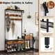 image 5 of COSTWAY Coat Rack Hall Tree with Shoe Storage Bench Brown | One Size