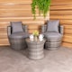 image 2 of Charles Bentley 3 Piece Rattan Stacking Outdoor Patio Furniture Set  - Grey