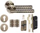 image 2 of Golden Grace 1 Set Knurled Diamond Cut T-Bar Euro Lock Door Handle Set Antique Brass Finish with Barrell Key 70mm