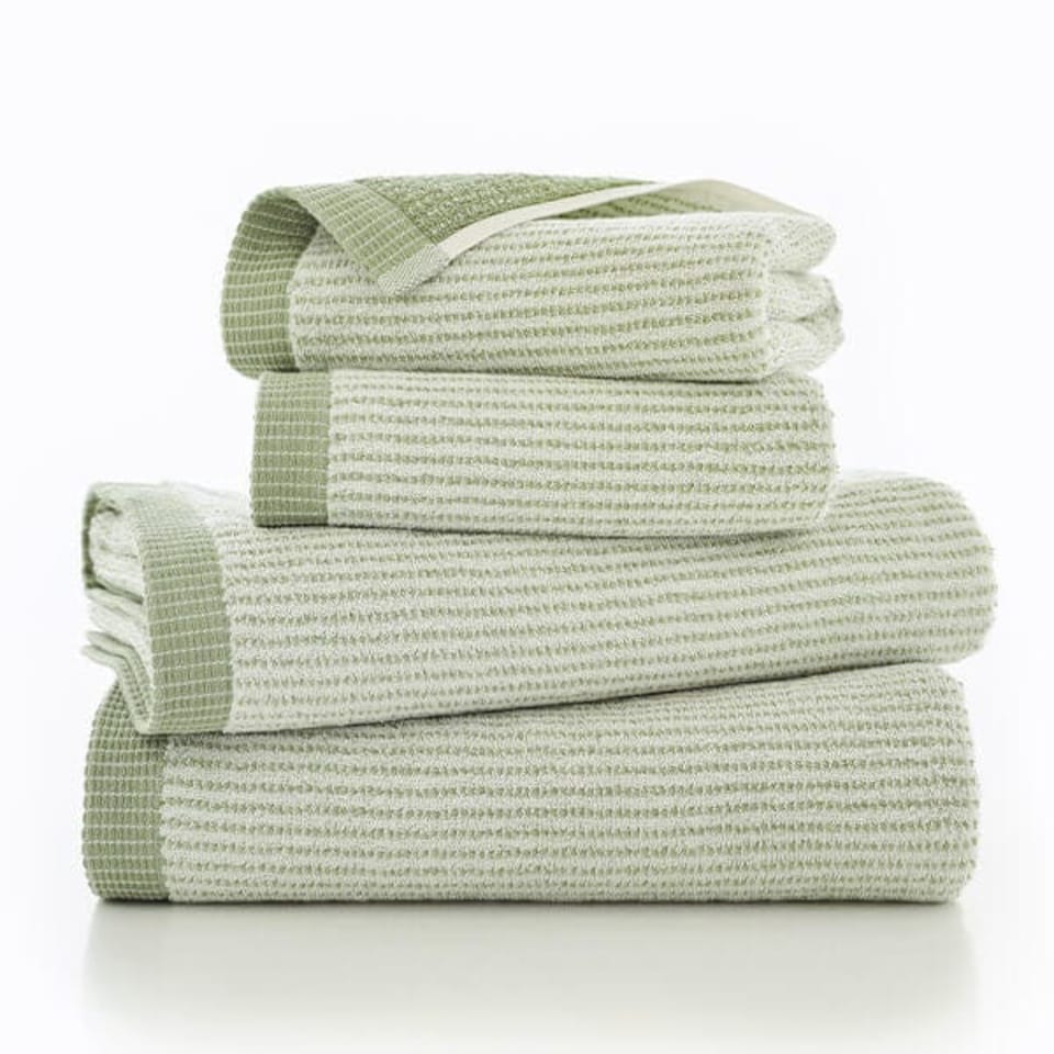image 1 of The Lyndon Company Willow Weave Stripe Sage Bath Towel | Green
