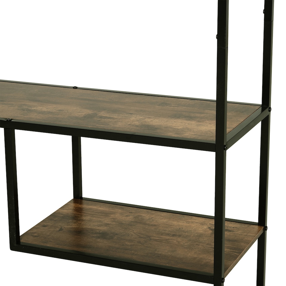 image 1 of HOMCOM 6 Tier Bookcase, Industrial Tall Shelf Unit with Steel Frame for Home Office, Study, Living Room, Hallway, 82 x 33.5 x 175 cm, Rustic Brown and Black