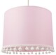 image 2 of Cute and Modern Pink Cotton 10 Inch Lamp Shade with Small White Woolly Pom Poms | Pink