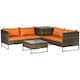 image 1 of Outsunny 4Pcs Patio Rattan Sofa Garden Furniture Set with Table Cushions Orange
