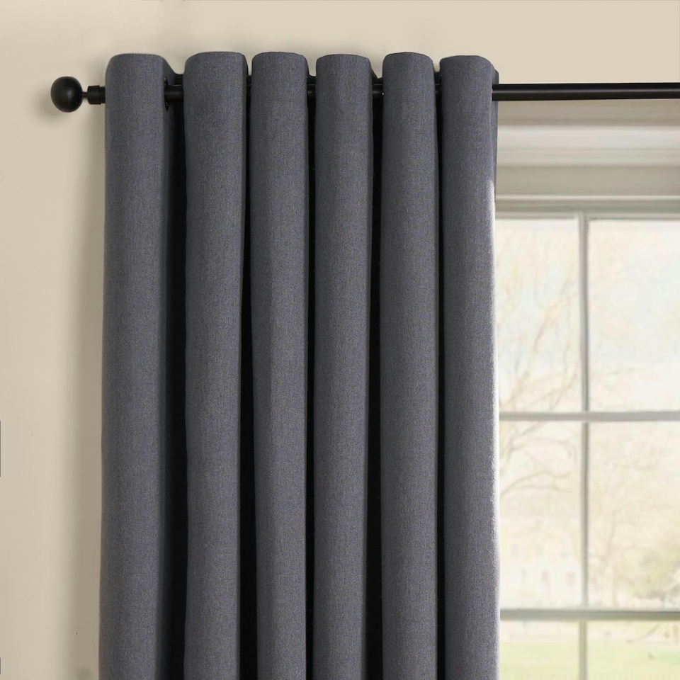 image 1 of OHS Woven Textured Blackout Eyelet Curtains, 66x90" - Charcoal