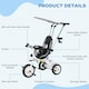 image 5 of HOMCOM 6 in 1 Kids Tricycle w/ Removable Handle for 1.5+ year, White