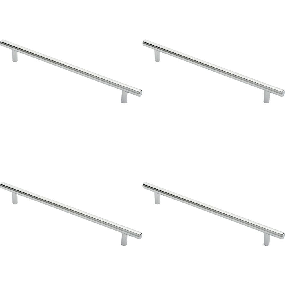 Loops 4x Round T Bar Cabinet Pull Handle 284 x 12mm 224mm Fixing Centres Chrome