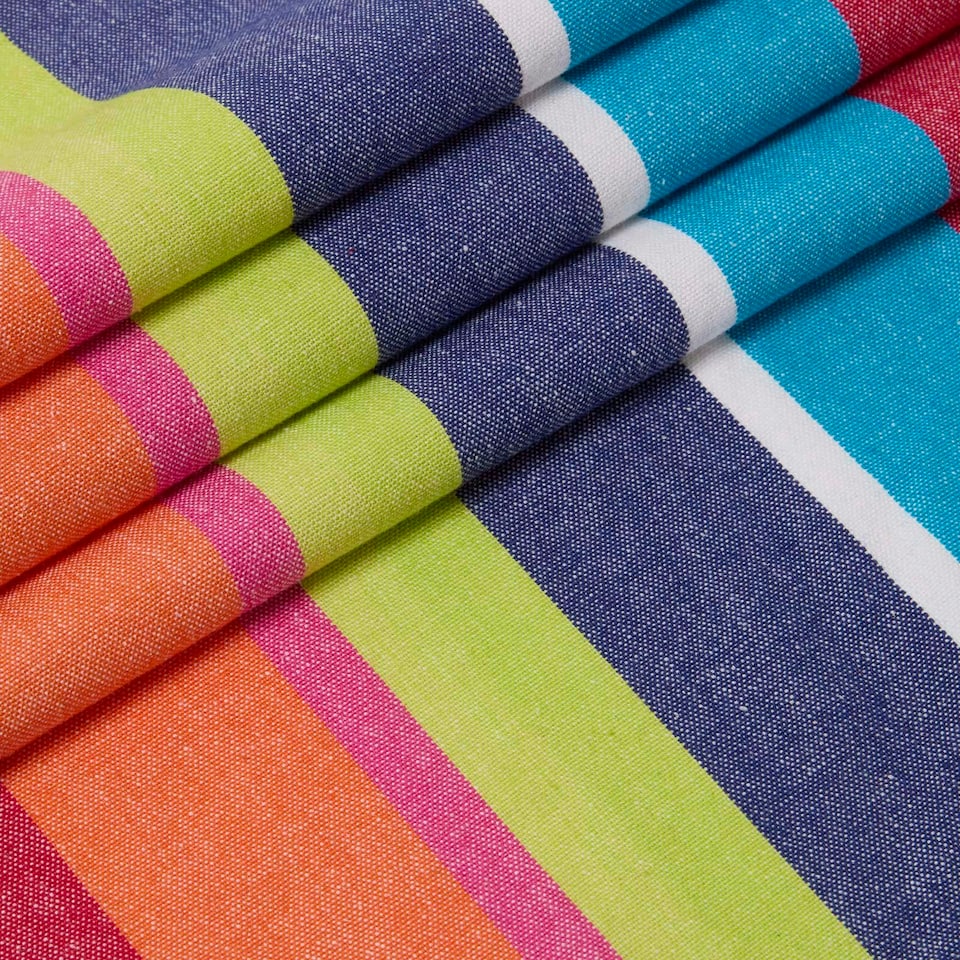 image 1 of Homescapes Pure Cotton Multi Coloured Stripe Fabric 150cm Wide Multi