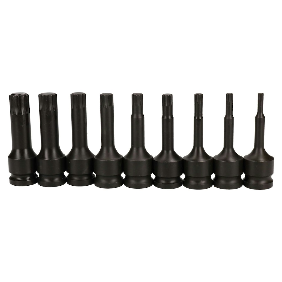 image 1 of 9pc Impacted Male Deep Spline Triple Square Socket Set 1/2" Drive M5 - M18