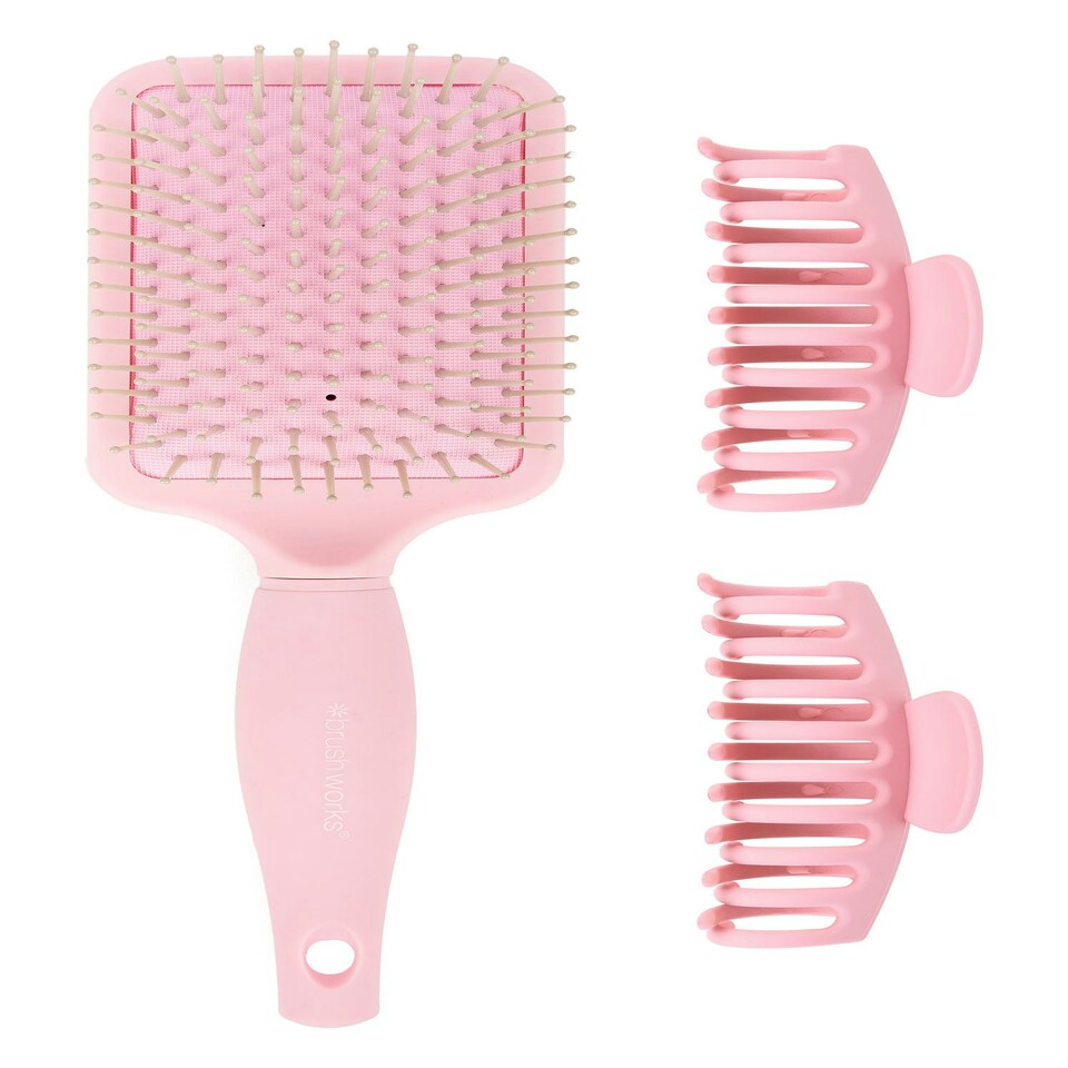 image 1 of Brushworks Paddle Brush and Claw Clips