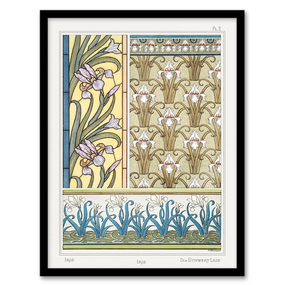 image 1 of Maurice Pillard Verneuil Framed Wall Art Print Iris Floral Patterns Home Décor