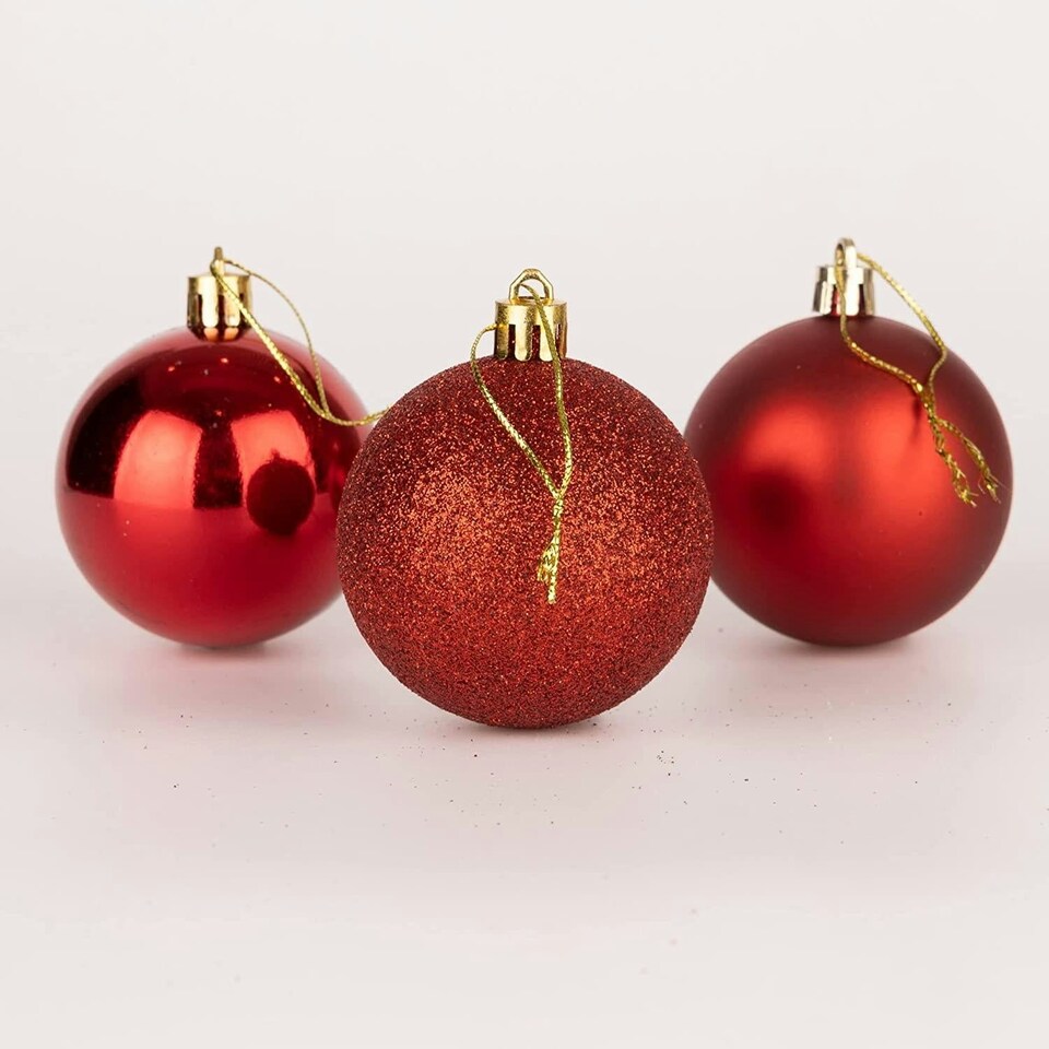 image 1 of 60mm/18Pcs Christmas Baubles Shatterproof Red,Tree Decorations