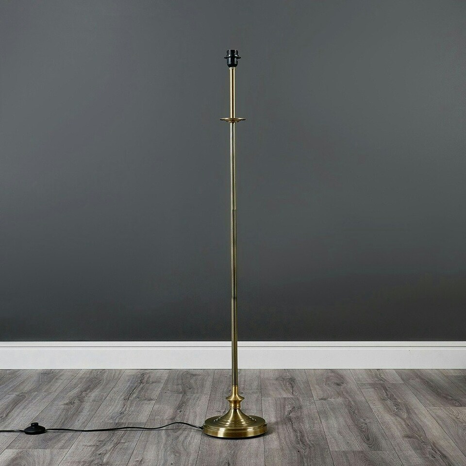 image 1 of ValueLights Antique Brass Traditional Floor Lamp Base