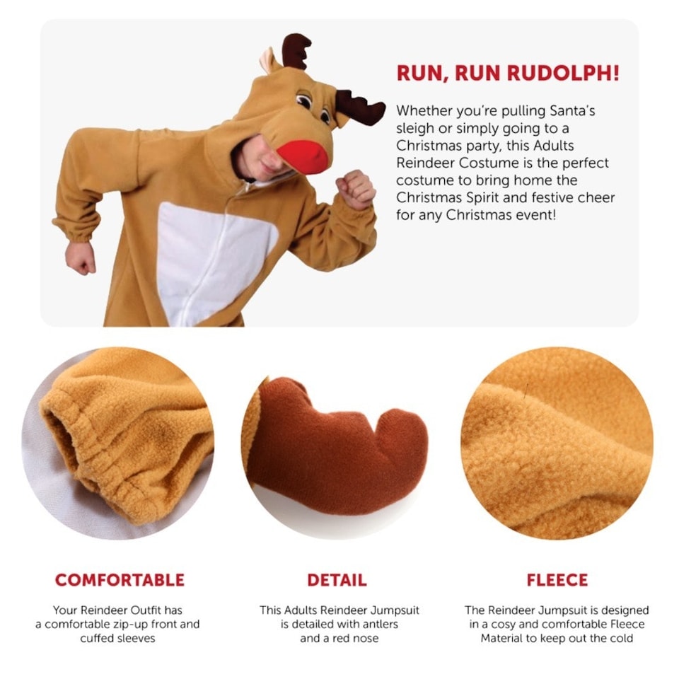 image 1 of Christmas Reindeer Onesie Brown | XL