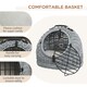 image 3 of Wicker Cat Basket W/ Mat Handle Kitten Pussy Enclosed Bed Portable - Grey