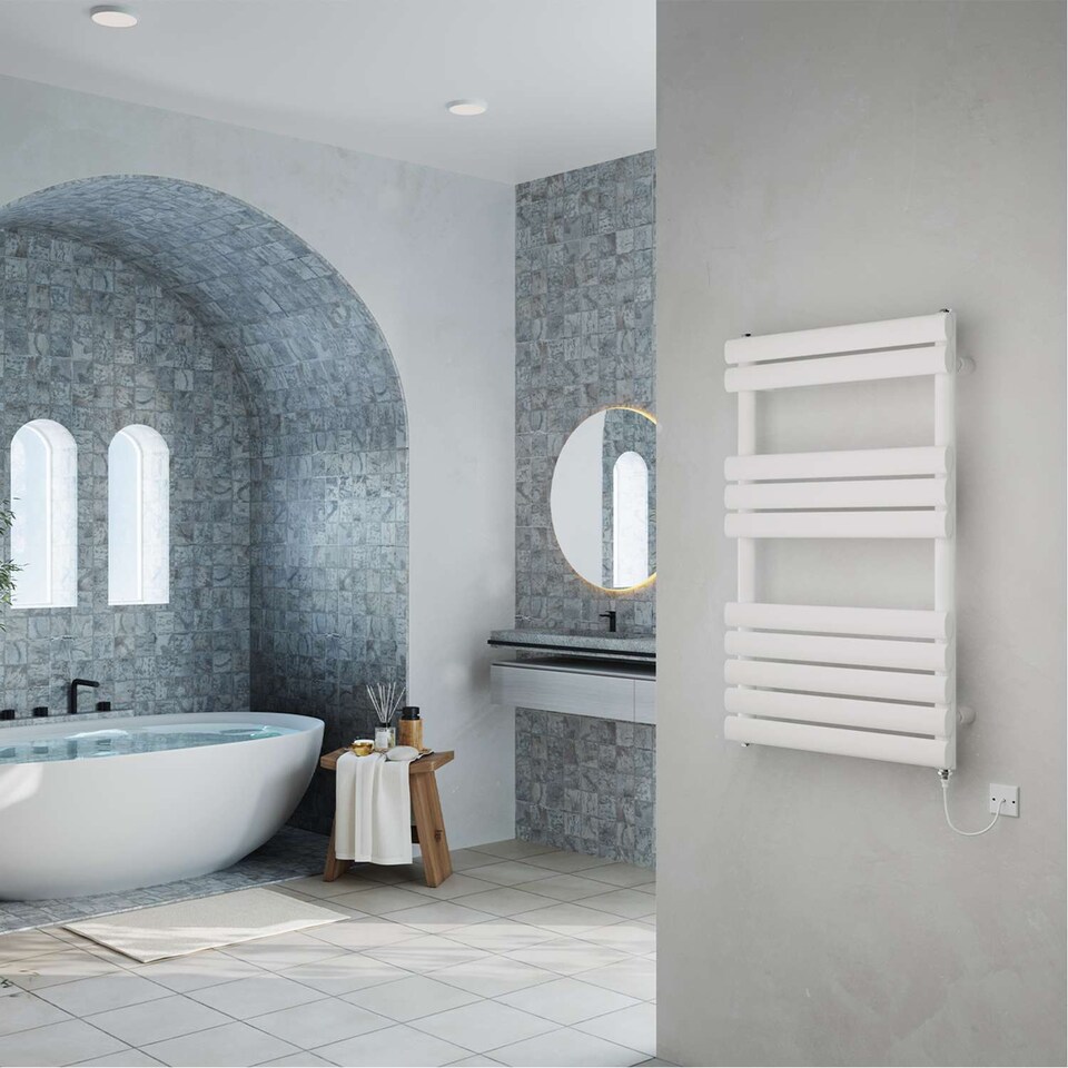 image 1 of Omeara - White Electric Towel Rail H825mm x W500mm 400w Standard