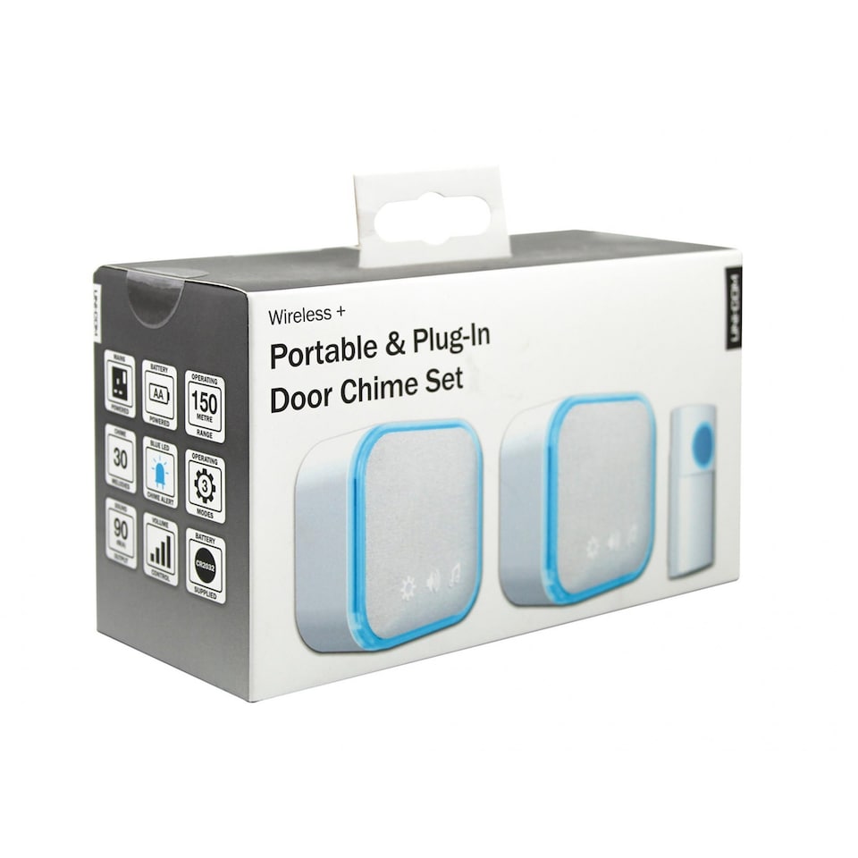 image 1 of Uni-com Portable And Plug-in Door Chime Set (UK Plug) | Multi | Multi Colour | White | 1