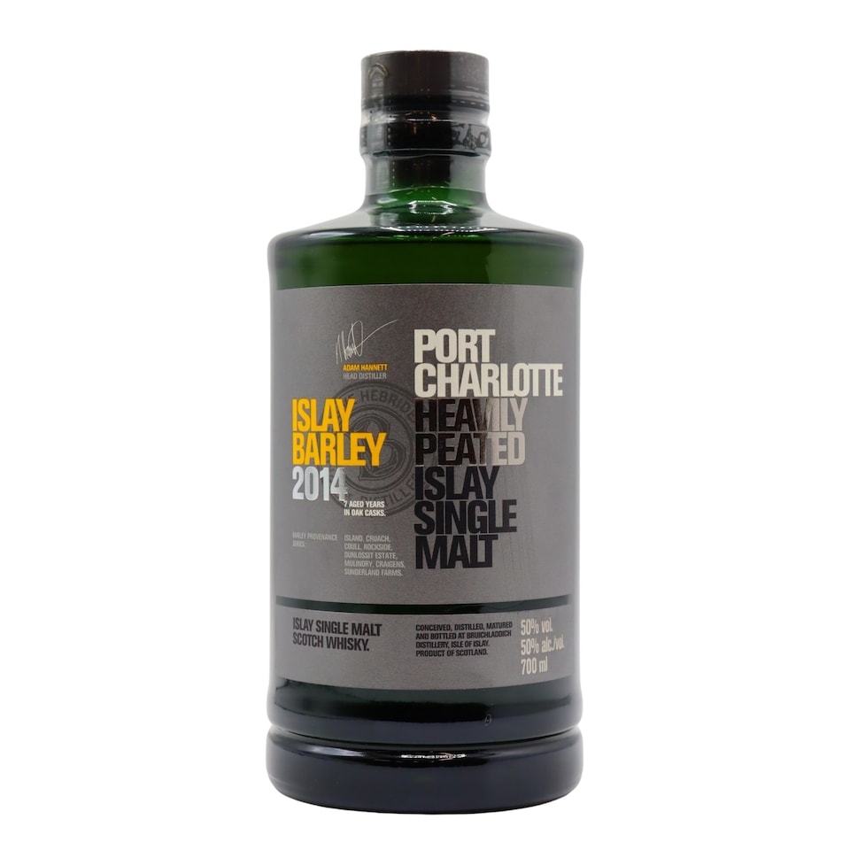 image 1 of Port Charlotte - Islay Barley Islay Single Malt Scotch 2014 7 year old Whisky | Multi | Malty digestive biscuits and peat embers open on the nose, followed by sweet vanilla and notes of honey, toffee and Crème Brûlée. As the whisky breathes its fruity character comes to the fore, with lemon rind and peat smoke rising from the glass. | 1