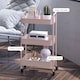 image 6 of HOMCOM 3-tier Storage Trolley on Wheels, Metal Storage Cart, Rolling Ultility Cart with 3 Mesh Baskets for Living Room, Kitchen, Pink