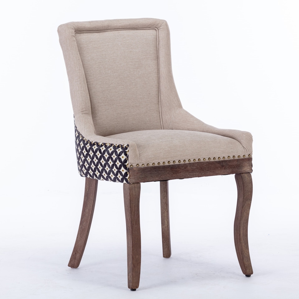 image 1 of Bewley Set of 2 Modern Fabric Dining Chairs with Wooden Legs