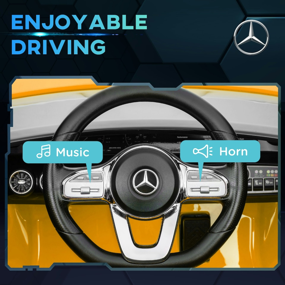 image 1 of AIYAPLAY Mercedes-Benz AMG CLA 45 Licensed 12V Ride on Car w/ Music - Yellow