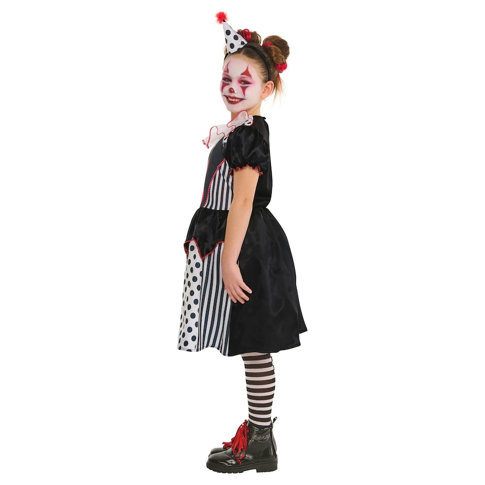 image 1 of Bristol Novelty Girls Clown Costume - Black/White/Red - 3-4 Years 3
