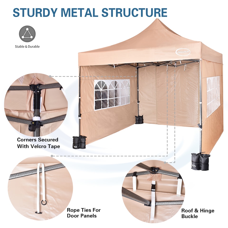 image 1 of Maximus 3x3m Heavy Duty Pop up Gazebo Marquee Outdoor Patio Canopy Tent With Sides