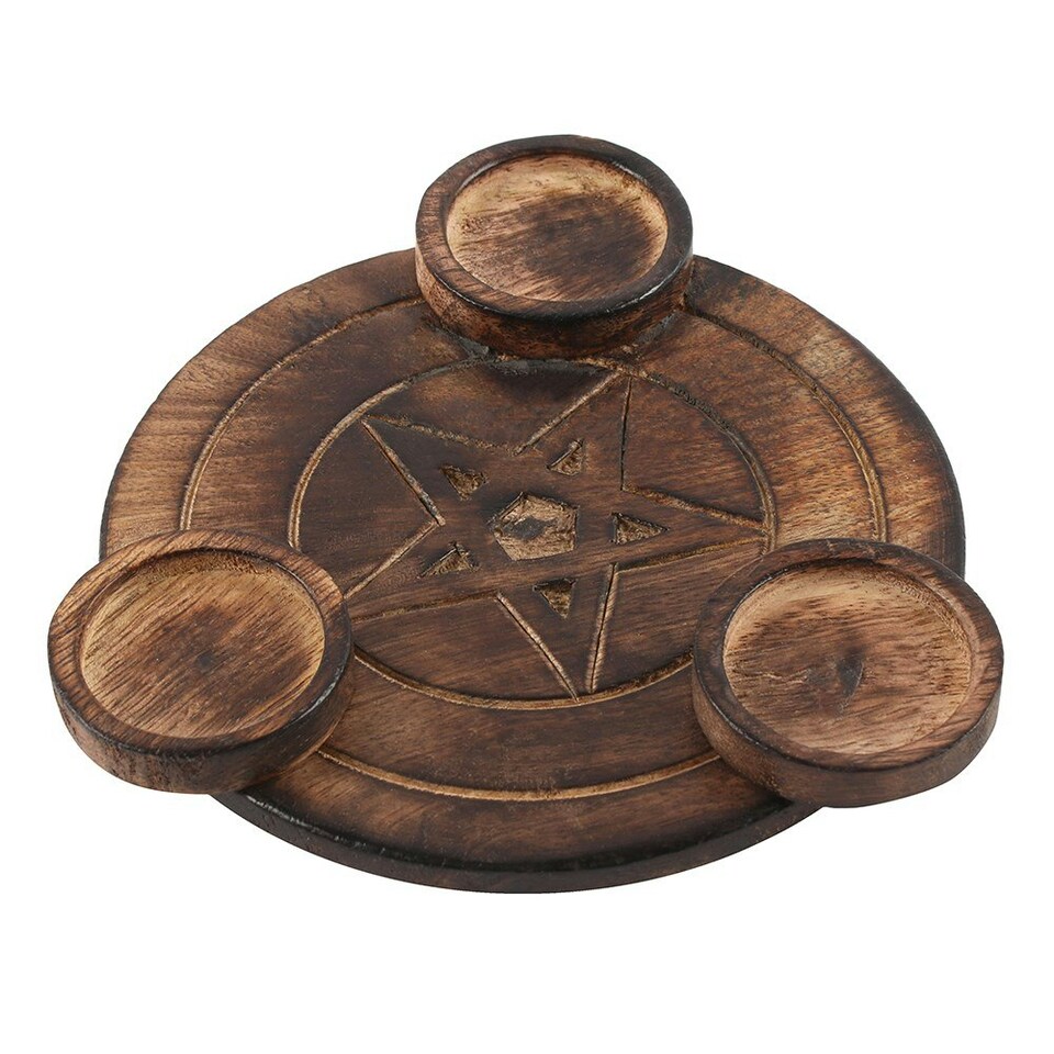 image 1 of Pentagram Tea Light Holder - Wood - One Size