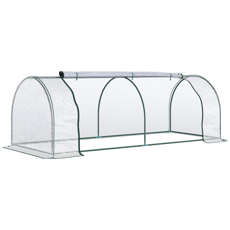 image 1 of Outsunny Tunnel Greenhouse Grow House Steel Frame PVC Transparent 250x100x80 cm