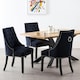 image 9 of Set of 6 Velvet Dining Chairs Ergonomic Scoop Knockerback & Button Tufted Wood Legs Black
