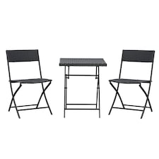 Outsunny 3PC Bistro Set Rattan Furniture Garden Folding Chair Table