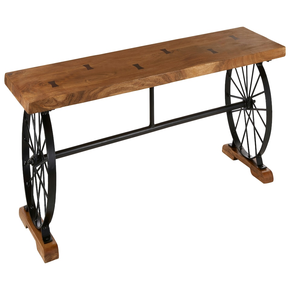 image 1 of Interiors By Premier Solid Acacia Wood Bench, Wooden Constructed Dining Bench For Dining Room, Striking Design Modern Bench Brown