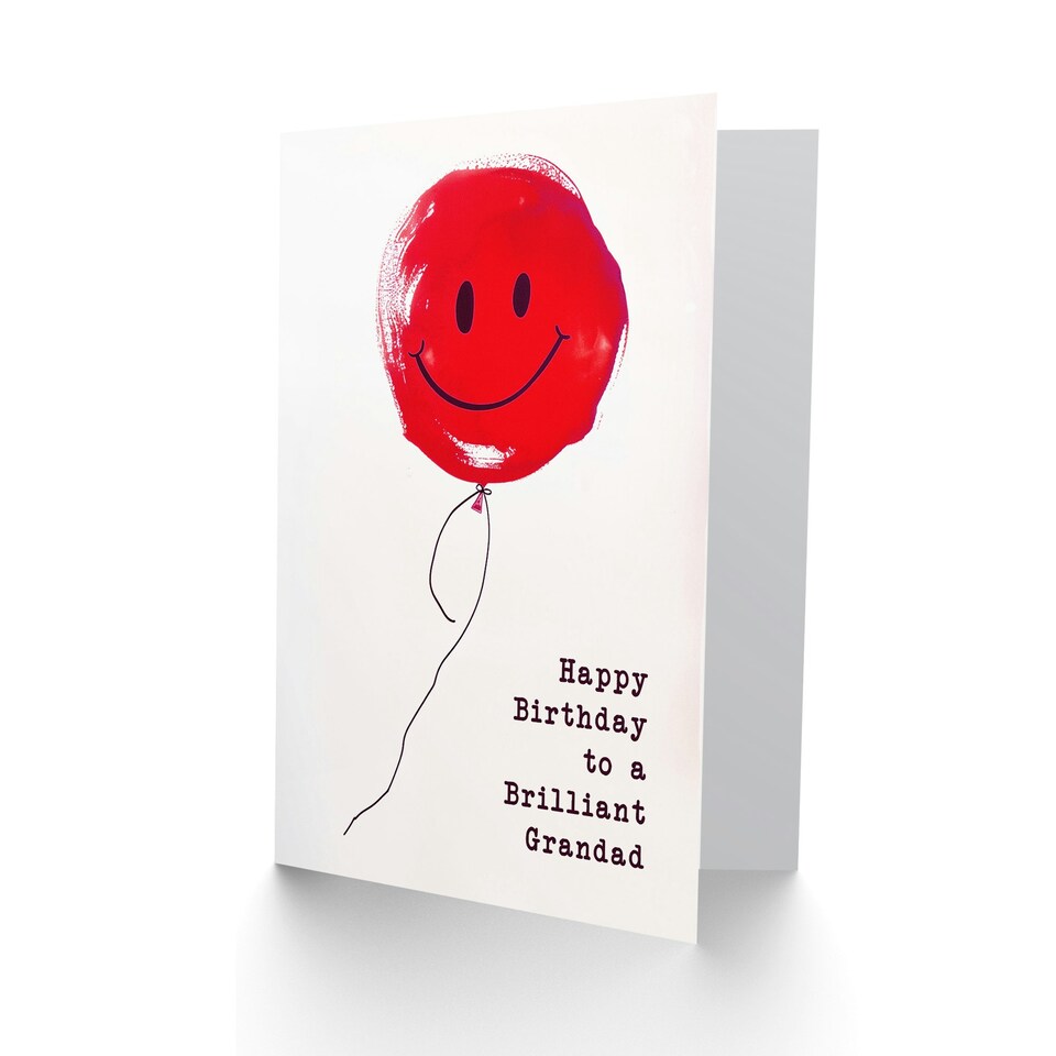 image 1 of Brilliant Simple Smiley Face Red Balloon Fun Grandad Birthday Card