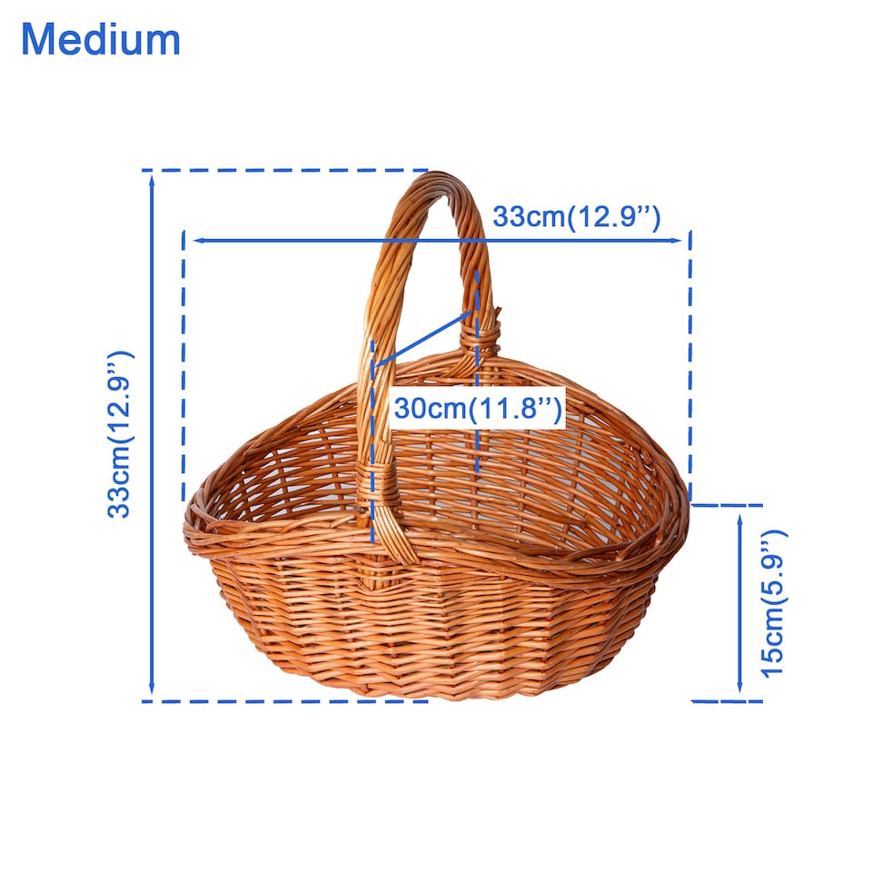 image 1 of Oval Traditional Wicker Shopping High Handle Basket Storage Basket