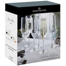 Dartington Wine & Dine Champagne Flute Glasses Set Of 6