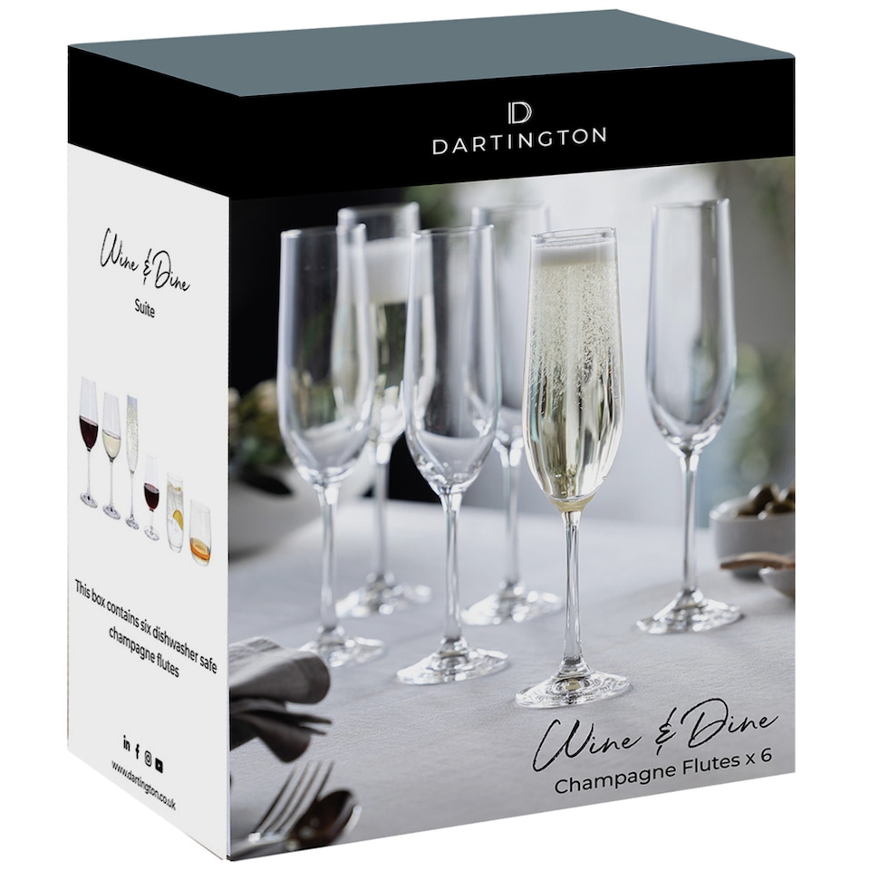 image 1 of Dartington Wine & Dine Champagne Flute Glasses Set Of 6