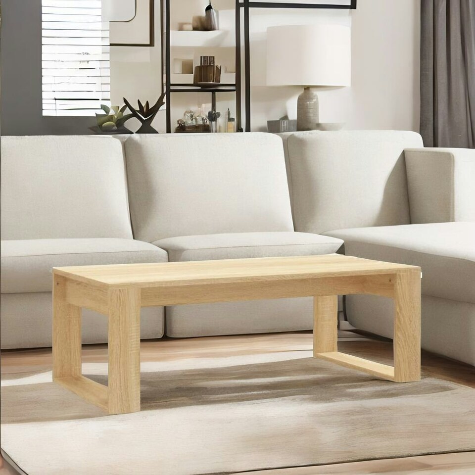 image 1 of Rectangular Coffee Table Living Room Furniture Oak Brown