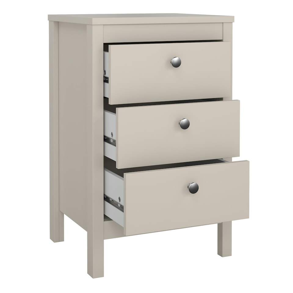 image 1 of Madrid Bedside Table 3 Drawers in Cashmere N/A