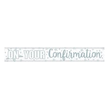 Amscan On Your Confirmation Holographic Banner - White/Silver - One Size