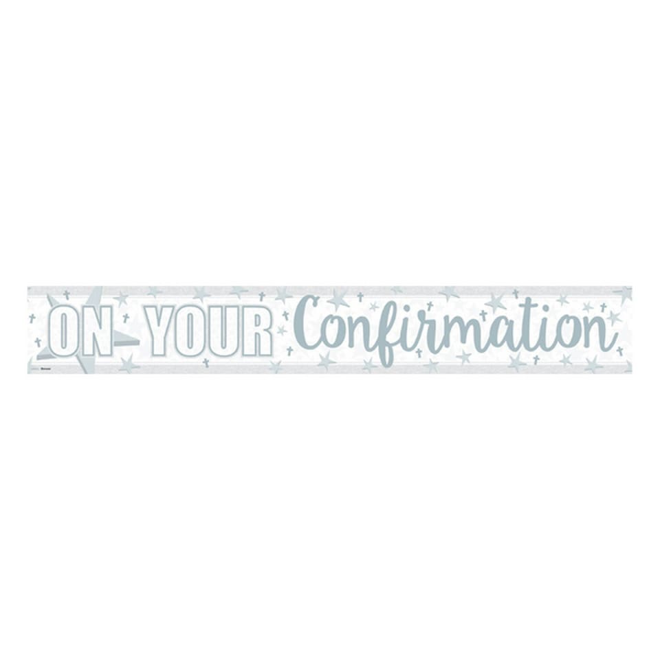 Amscan On Your Confirmation Holographic Banner - White/Silver - One Size