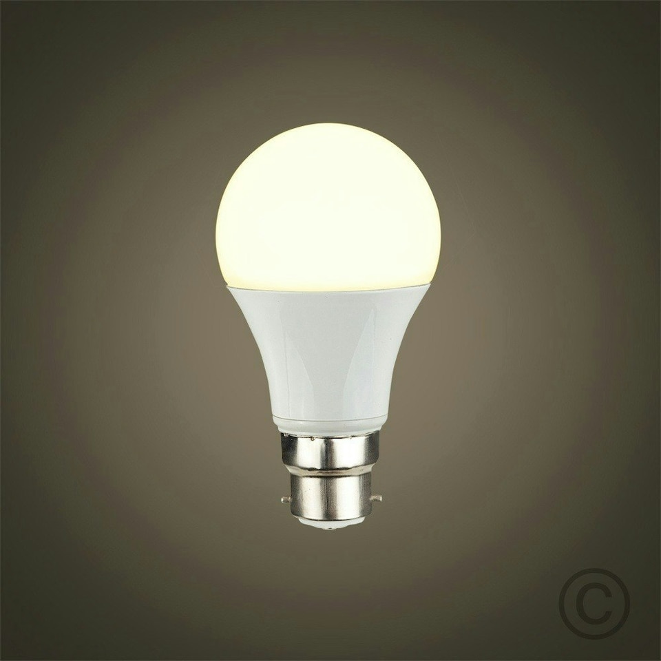 image 1 of ValueLights 10 Pack B22 White Plastic GLS LED 10W Warm White 3000K 800lm Light Bulb