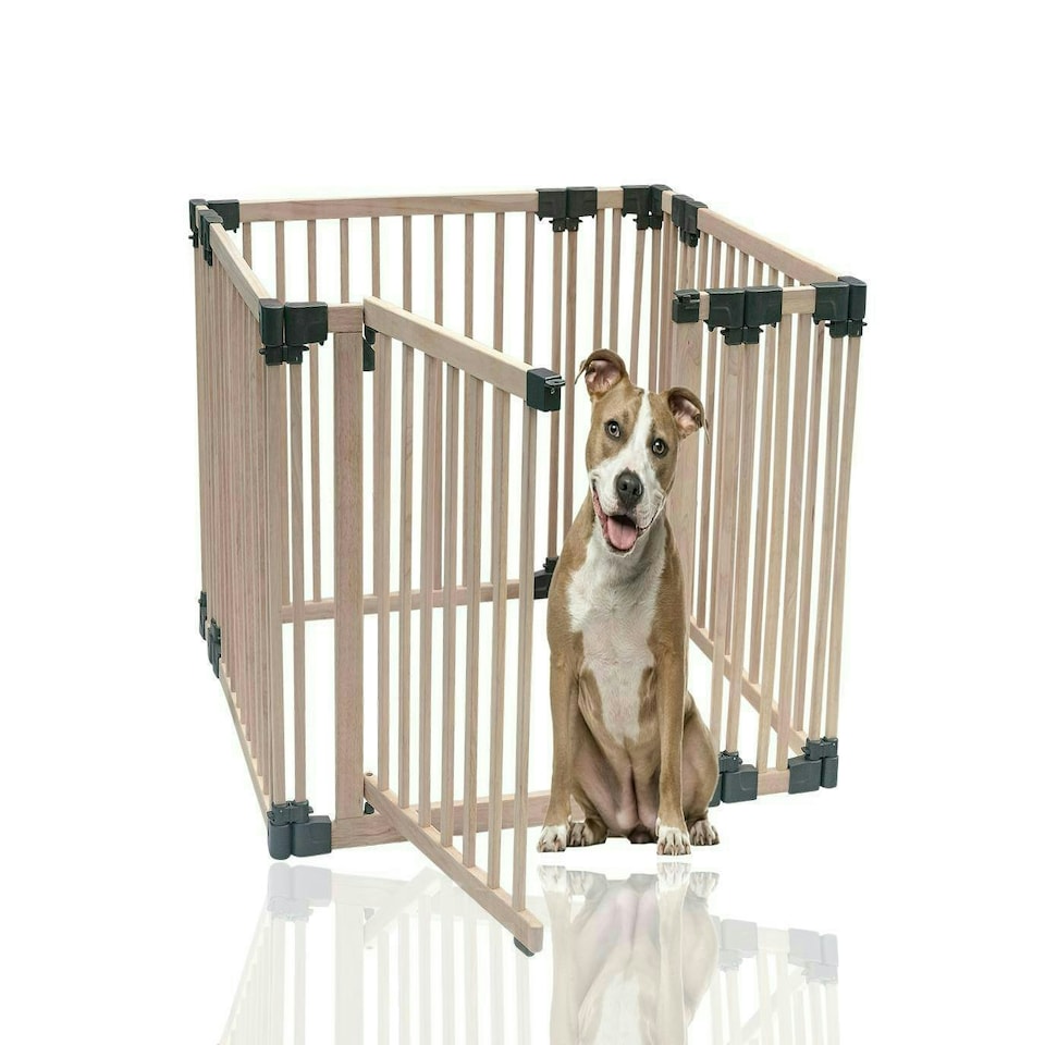 image 1 of Bettacare Wooden Dog Pen, 100cm x 100cm, Natural Wood, 76cm High, Dog Pen for Pets Dogs and Puppy, Dog Playpen Cream