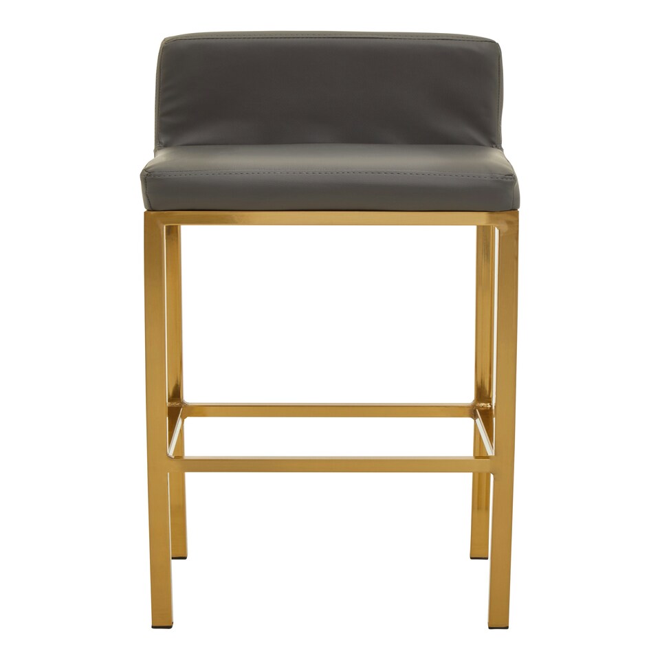 image 1 of Interiors by Premier Dark grey and Gold Finish Bar Chair, Glam Touch Indoor Metal Bar Stool, Footrest Bar Chair