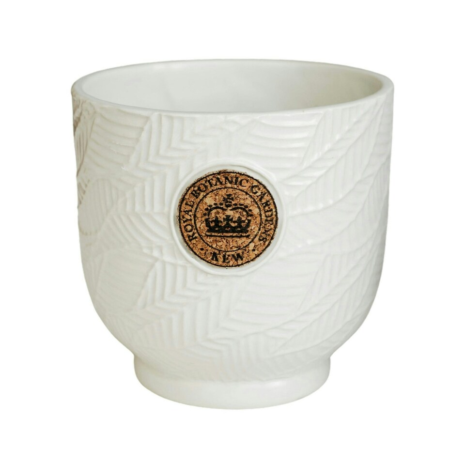 image 1 of Kew Leaf Embossed Cork Planter Black