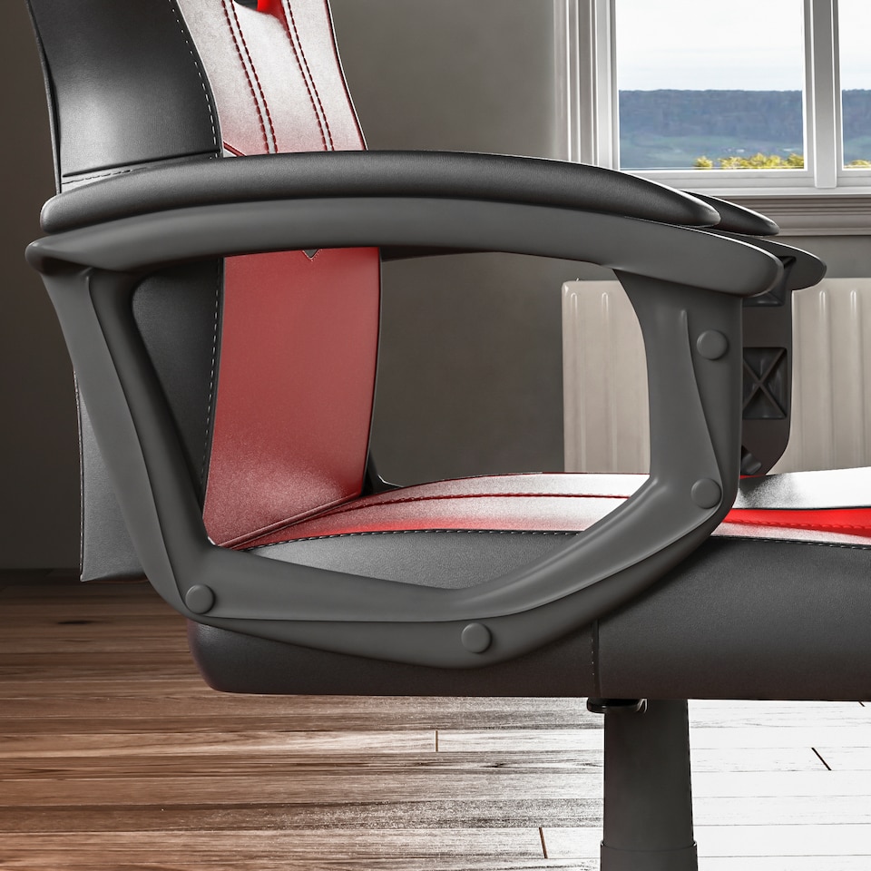 image 1 of Vida Designs Comet Racing Gaming Office Chair Computer Desk Table Chair, Red & Black