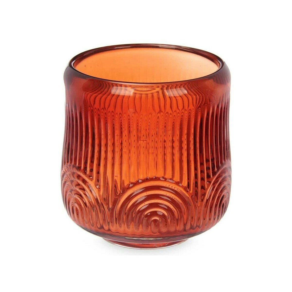 image 1 of Candleholder Stripes Orange Crystal 9 x 9,5 x 9 cm (12 Units) N/A