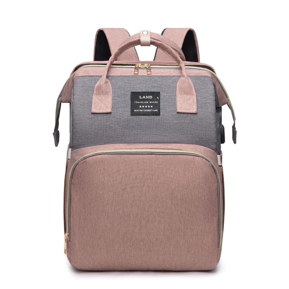 image 1 of Multifunctional Folding Cot and Changing Bag | Pink | Pink