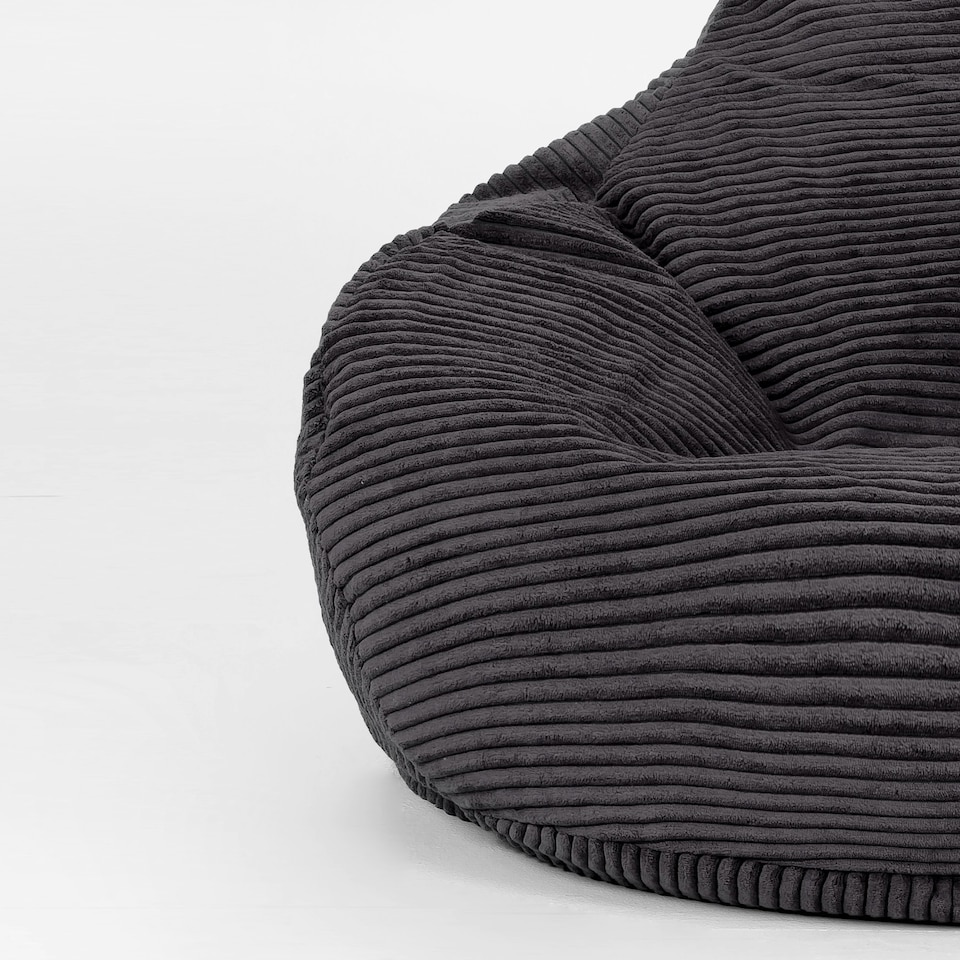 image 1 of icon Dalton Cord Adults Bean Bag Recliner and Pouffe, Ready Filled Beanbag and Footstool Grey Grey | Grey