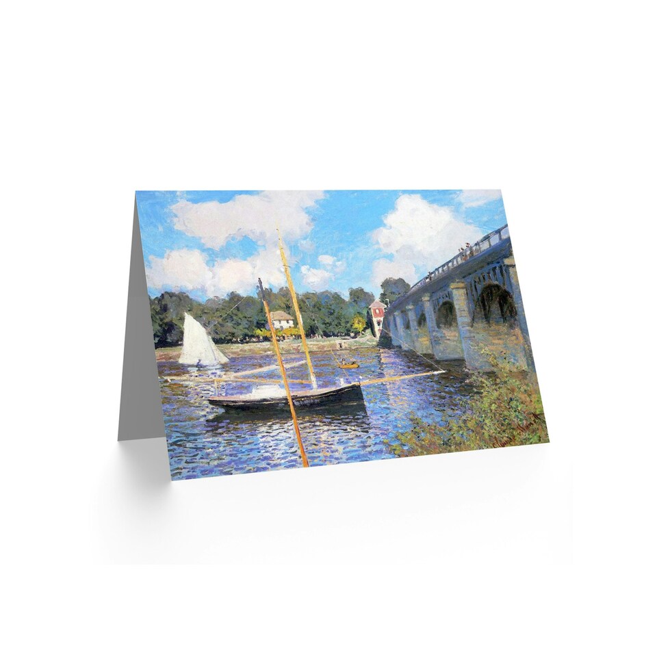 image 1 of Claude Monet Painting The Bridge at Argenteuil Birthday Card