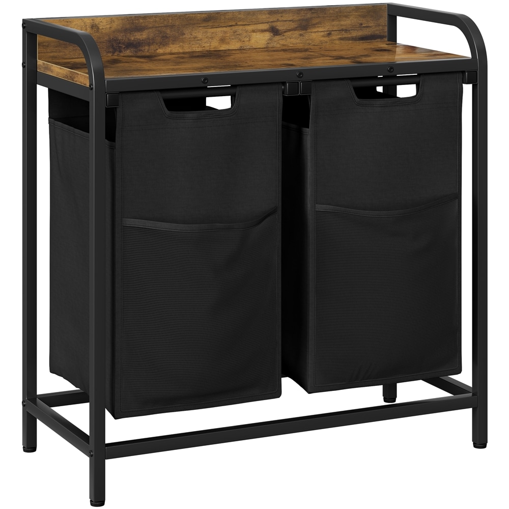 Yaheetech 2-Compartment Laundry Hamper-Rustic Brown | Brown | Rustic Brown | 73 cm L × 33 cm D × 73.5 cm H | 1